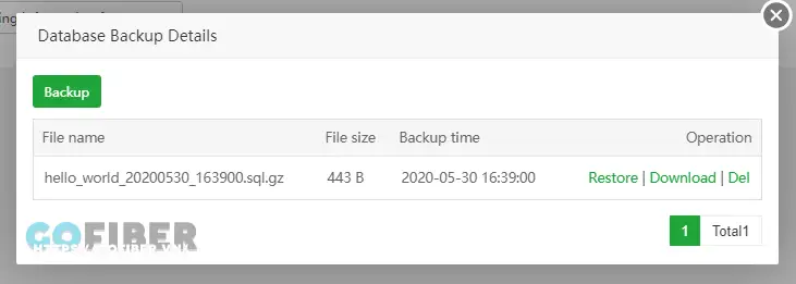 Sau khi thực hiện backup thành công, file backup được nén với đuôi .gz