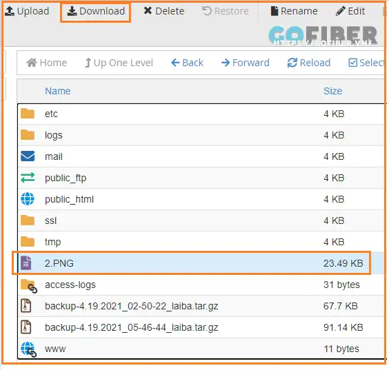 tải về tập tin từ cPanel - File Manager