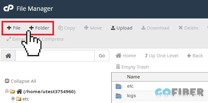 cPanel File Manager - Tạo thư mục mới và tập tin mới