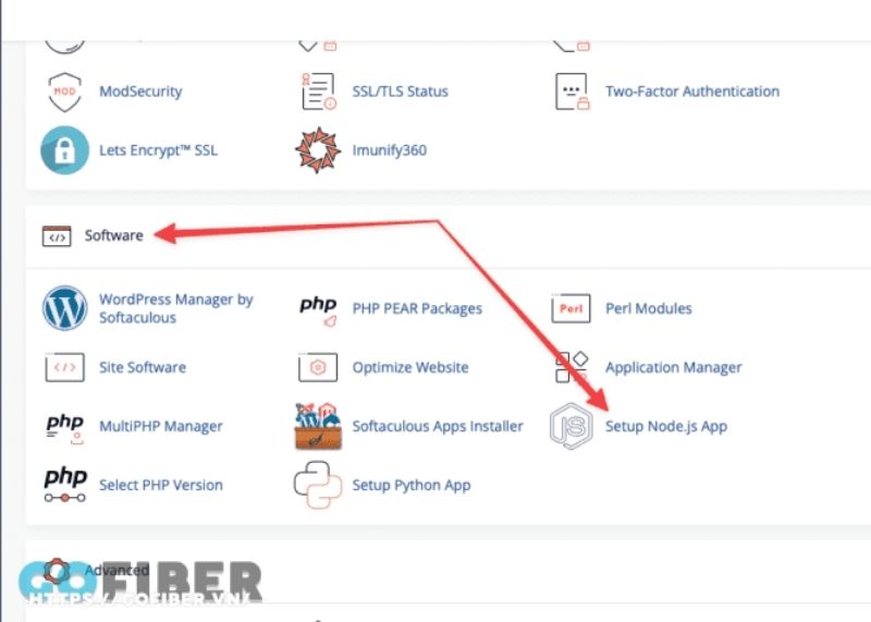 cai-dat-n8n-tren-cpanel-2.jpg CaptionTruy cập Setup Node.js App trong mục Software