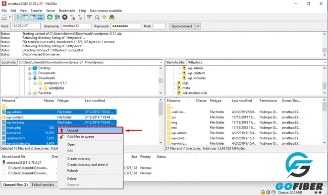 cập nhật wordpress bằng ftp