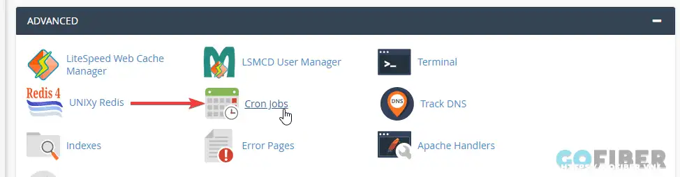Click chọn Cron Jobs trong mục ADVANCED