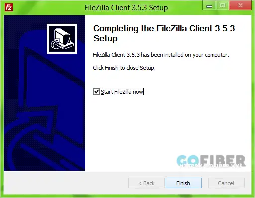 Cài đặt thành công FileZilla Client