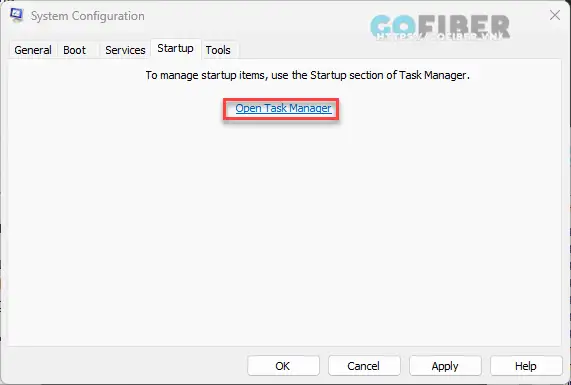 Startup và bấm vào Open Task Manager