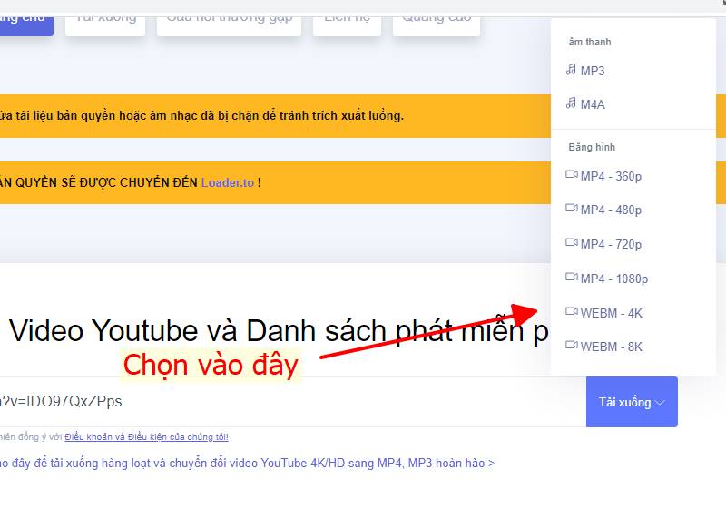 Chọn độ phân giải video Youtube 4K