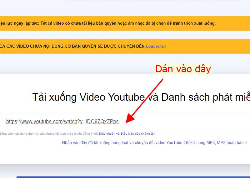 Dán link video trên Youtube