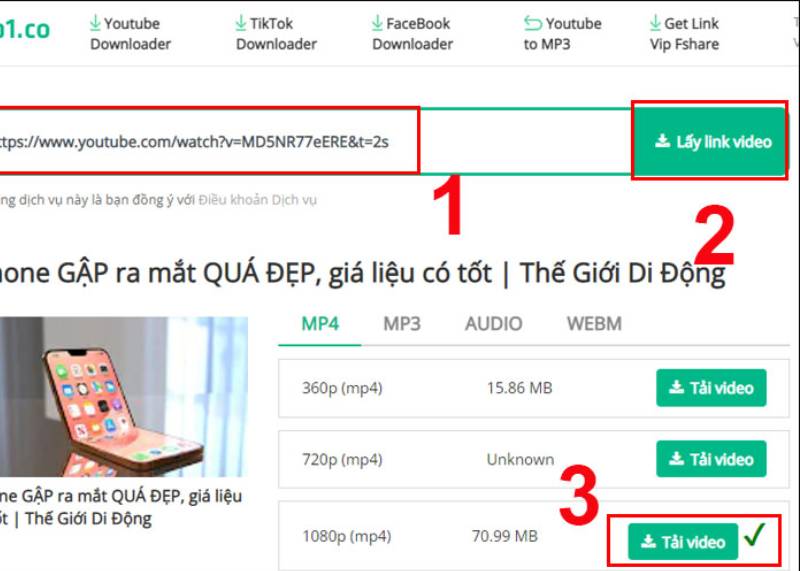 Tải video Youtube từ Ytop1