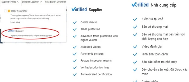 Verified Supplier là nhà cung cấp được xác thực.