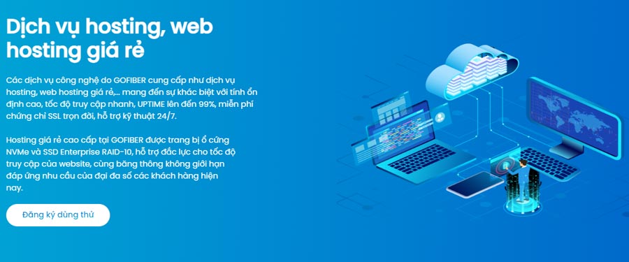dịch vụ hosting, web hosting tại Gofiber có UPTIME lên đến 99.95%