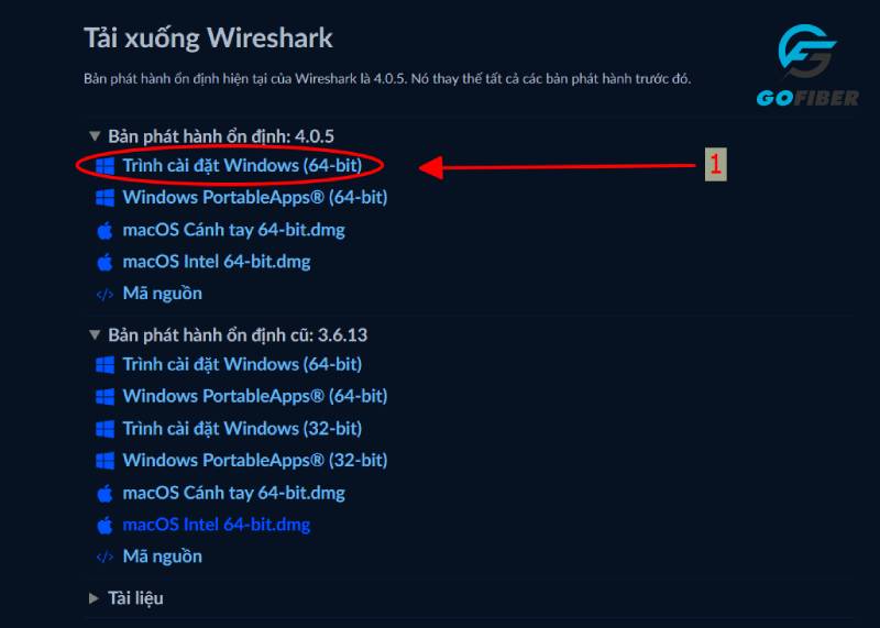 Thực hiện bước sau để tải Wireshark về máy